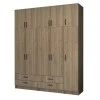 Ricardo Megapap five doors melamine wardrobe with cabinet in walnut color 200x51,8x240cm.