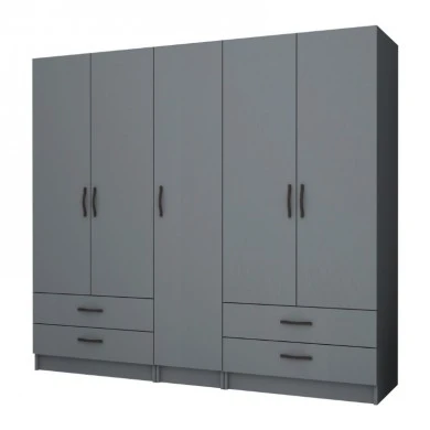 Ricardo Megapap five doors melamine wardrobe in anthracite color 200x51,8x181cm.