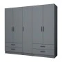 Ricardo Megapap five doors melamine wardrobe in anthracite color 200x51,8x181cm.