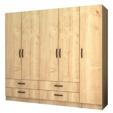 Ricardo Megapap five doors melamine wardrobe in oak color 200x51,8x181cm.