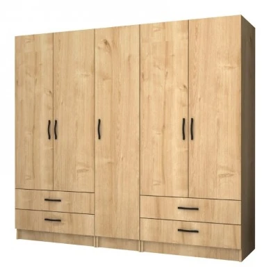 Ricardo Megapap five doors melamine wardrobe in oak color 200x51,8x181cm.
