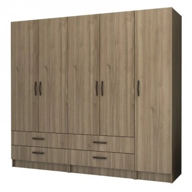 Ricardo Megapap five doors melamine wardrobe in walnut color 200x51,8x181cm.