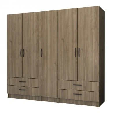 Ricardo Megapap five doors melamine wardrobe in walnut color 200x51,8x181cm.