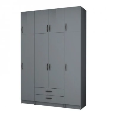 Ricardo Megapap four doors melamine wardrobe with cabinet in anthracite color 160x51,8x240cm.