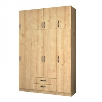 Ricardo Megapap four doors melamine wardrobe with cabinet in oak color 160x51,8x240cm.