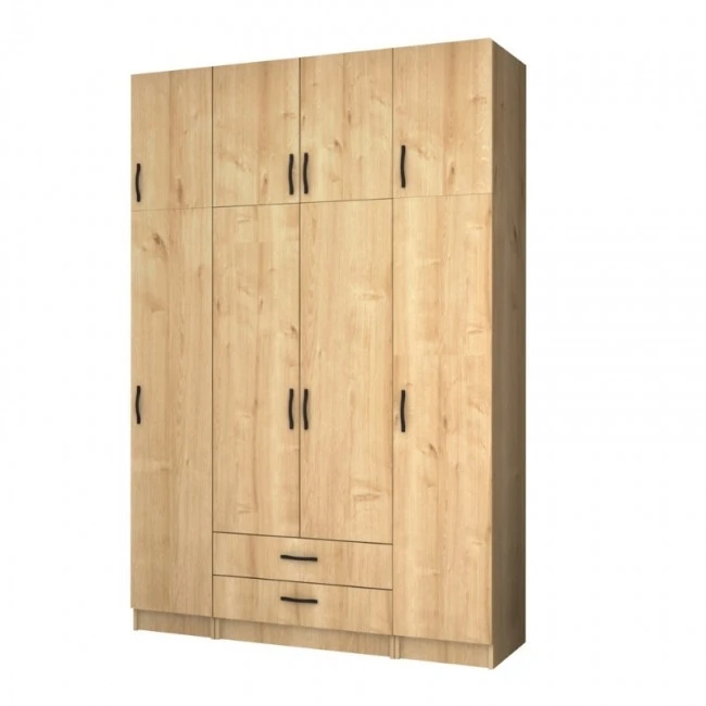Ricardo Megapap four doors melamine wardrobe with cabinet in oak color 160x51,8x240cm.