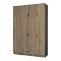 Ricardo Megapap four doors melamine wardrobe with cabinet in walnut color 160x51,8x240cm.