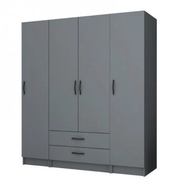 Ricardo Megapap four doors melamine wardrobe in anthracite color 160x51,8x181cm.