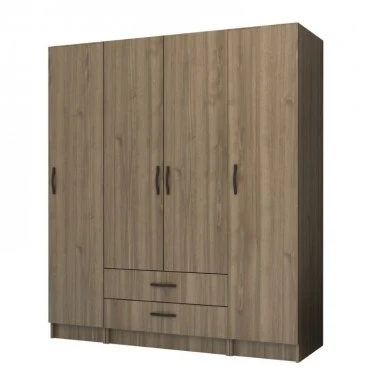 Ricardo Megapap four doors melamine wardrobe in walnut color 160x51,8x181cm.