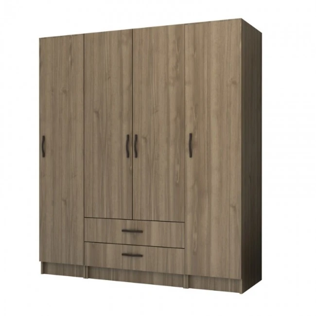 Ricardo Megapap four doors melamine wardrobe in walnut color 160x51,8x181cm.