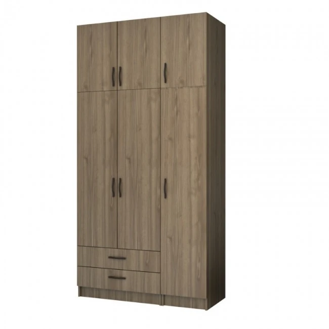 Ricardo Megapap three doors melamine wardrobe with cabinet in walnut color 120x51,8x240cm.