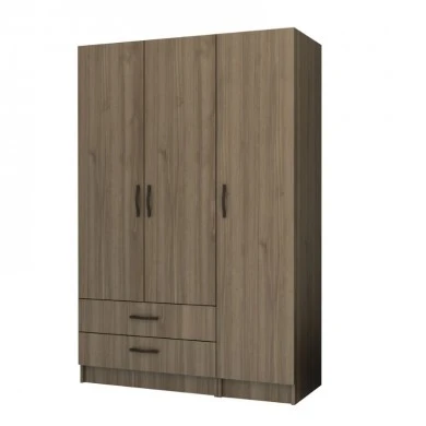 Ricardo Megapap three doors melamine wardrobe in walnut color 120x51,8x181cm.