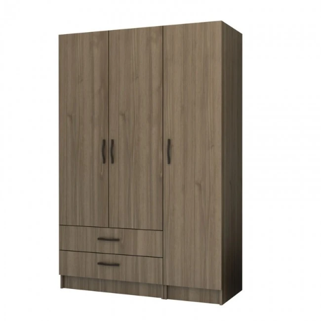 Ricardo Megapap three doors melamine wardrobe in walnut color 120x51,8x181cm.