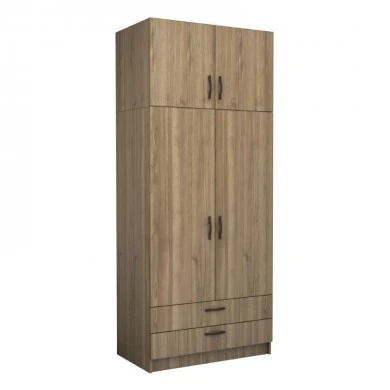 Victoria Megapap two doors melamine wardrobe with cabinet in walnut color 100x60x240cm.