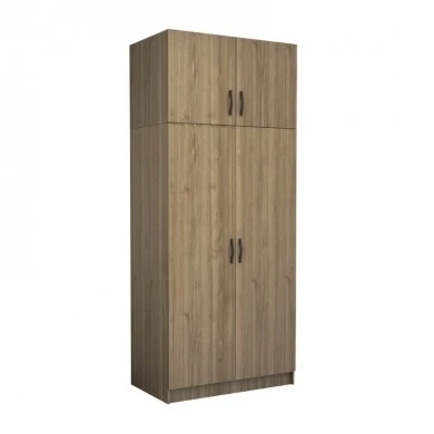 Victoria Megapap  two doors melamine wardrobe with cabinet in walnut color 100x60x240cm.