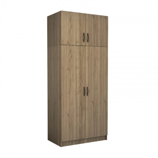 Victoria Megapap  two doors melamine wardrobe with cabinet in walnut color 100x60x240cm.
