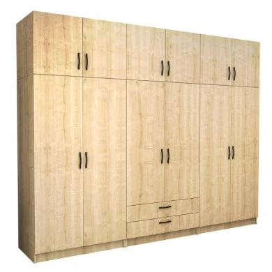 Victoria Megapap six doors melamine wardrobe with cabinet in oak color 300x60x240cm.