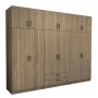 Victoria Megapap six doors melamine wardrobe with cabinet in walnut color 300x60x240cm.