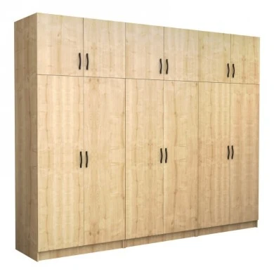 Victoria Megapap six doors melamine wardrobe with cabinet in oak color 300x60x240cm.