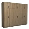 Victoria Megapap six doors melamine wardrobe with cabinet in walnut color 300x60x240cm.