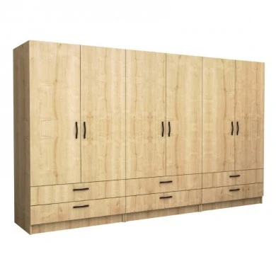 Victoria Megapap six doors melamine wardrobe in oak color 300x60x181cm.
