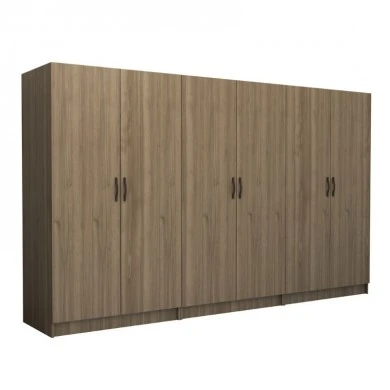 Victoria Megapap six doors melamine wardrobe in walnut color 300x60x181cm.
