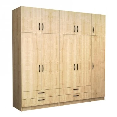 Victoria Megapap five doors melamine wardrobe with cabinet in oak color 250x60x240cm.