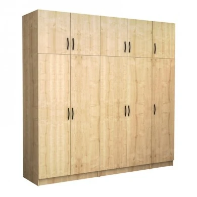 Victoria Megapap five doors melamine wardrobe with cabinet in oak color 250x60x240cm.