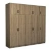 Victoria Megapap five doors melamine wardrobe with cabinet in walnut color 250x60x240cm.