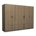 Victoria Megapap five doors melamine wardrobe in walnut color 250x60x181cm.