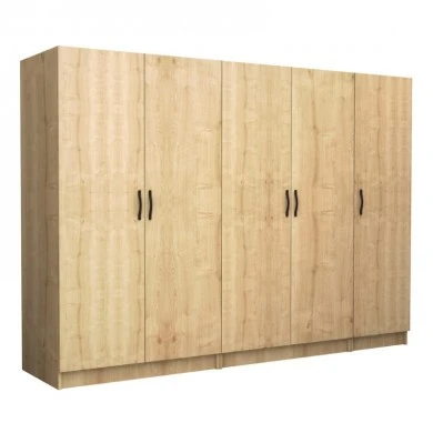 Victoria Megapap five doors melamine wardrobe in oak color 250x60x181cm.