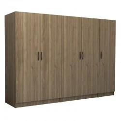Victoria Megapap five doors melamine wardrobe in walnut color 250x60x181cm.