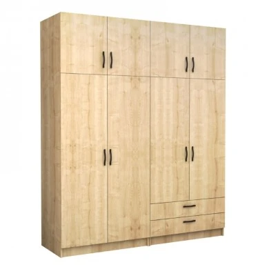 Victoria Megapap four doors melamine wardrobe with cabinet in oak color 200x60x240cm.