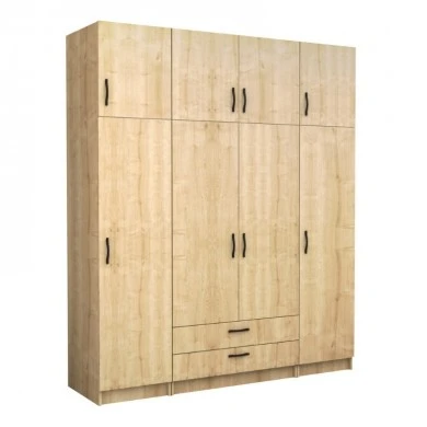 Victoria Megapap four doors melamine wardrobe with cabinet in oak color 200x60x240cm.