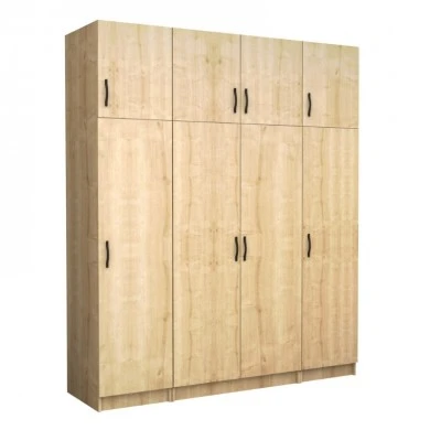 Victoria Megapap four doors melamine wardrobe with cabinet in oak color 200x60x240cm.