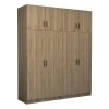 Victoria Megapap four doors melamine wardrobe with cabinet in walnut color 200x60x240cm.