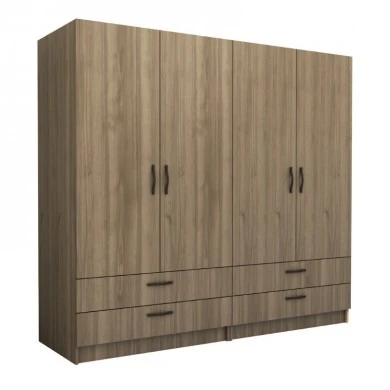 Victoria Megapap four doors melamine wardrobe in walnut color 200x60x181cm.