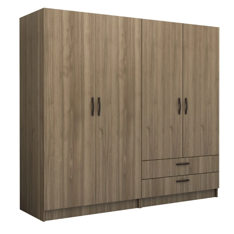Victoria Megapap four doors melamine wardrobe in walnut color 200x60x181cm.