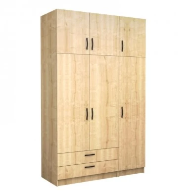 Victoria Megapap three doors melamine wardrobe with cabinet in oak color 150x60x240cm.