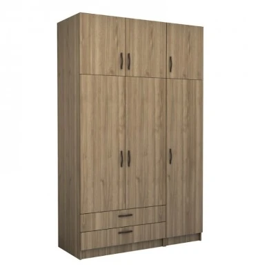 Victoria Megapap three doors melamine wardrobe with cabinet in walnut color 150x60x240cm.