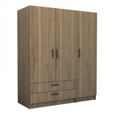 Victoria Megapap three doors melamine wardrobe in walnut color 150x60x181cm.