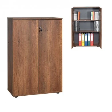 Rio Megapap melamine office file cabinet with lock in walnut color 72x34x109cm.
