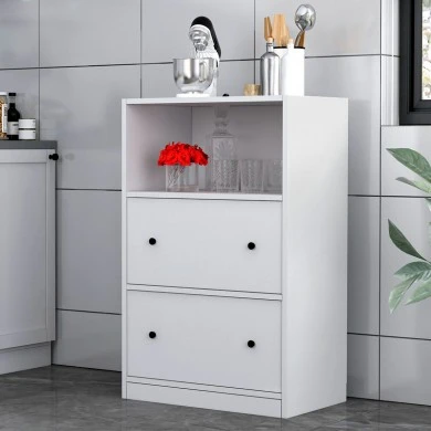 Felix Flat Megapap Kitchen - Bathroom melamine cabinet in white color 65,4x40x103,2cm.