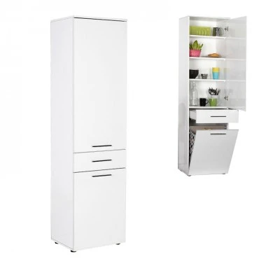 Diamond Megapap laundry cabinet with basket in white gloss color 52x38x187cm.