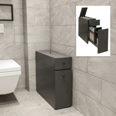 Calencia Megapap melamine bathroom cabinet in anthracite color 20x60x55cm.