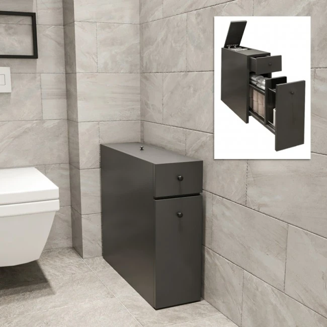 Calencia Megapap melamine bathroom cabinet in anthracite color 20x60x55cm.
