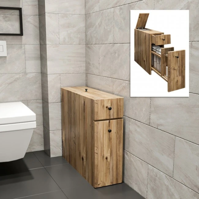 Calencia Megapap melamine bathroom cabinet in oak color 20x60x55cm.