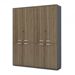 Venturo Megapap melamine office bookcase with doors in athracite - walnut color 160x40x200cm.