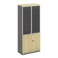 PROJECT Bookcase Sonoma/Grey (glass doors)