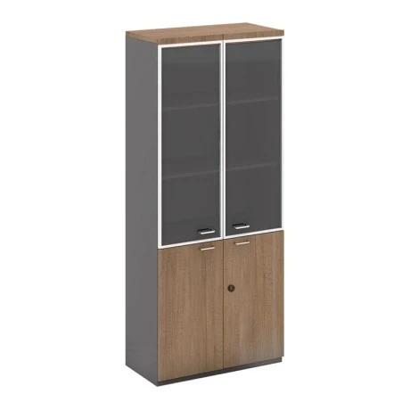 PROLINE Bookcase Wild Oak/Black (glass doors)